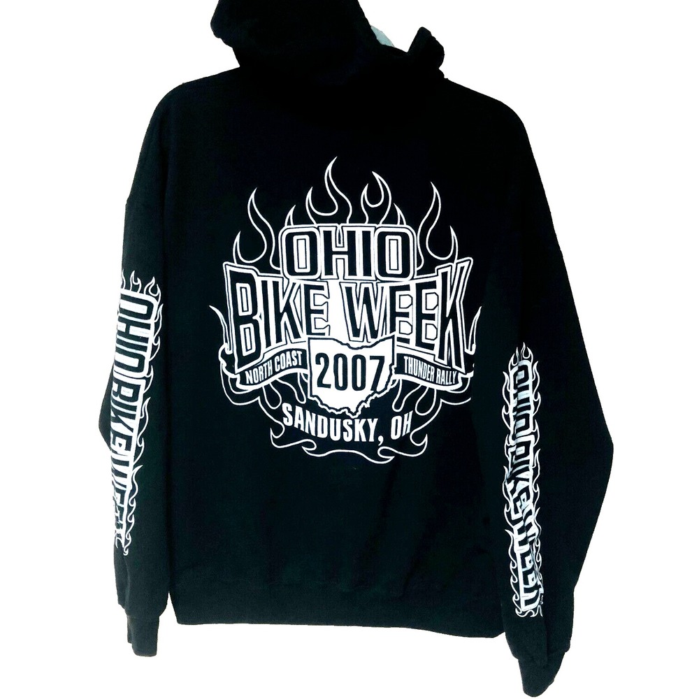 jERZEES Mens Bike Week Hoodie Jacket 2007 Sandusky Ohio Graphics Motorcycle XL‎